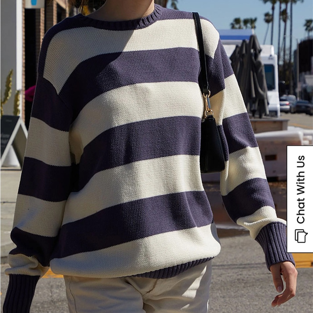 Nwt John Galt Cream & Navy Striped Brianna Sweater 🎂